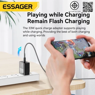 Essager 33W แท่นชาร์จผนังชาร์จ Gan USB ชนิด C สองพอร์ต QC PD 3.0ชาร์จเร็วสำหรับโทรศัพท์แผ่นแล็ปท็อป IP