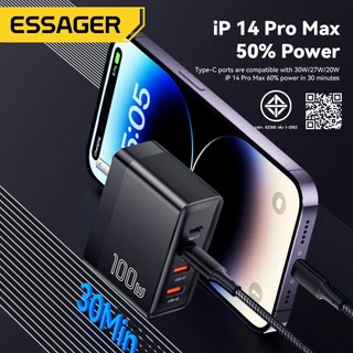 Essager 100W ที่ชาร์จ2C2A GaN USB C ชาร์จเร็ว QC PD Type C ชาร์จเร็วสำหรับ Samsung IP Huawei เครื่องชาร์จโทรศัพท์