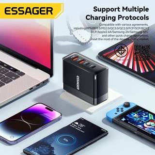 Essager 100W ที่ชาร์จ2C2A GaN USB C ชาร์จเร็ว QC PD Type C ชาร์จเร็วสำหรับ Samsung IP Huawei เครื่องชาร์จโทรศัพท์