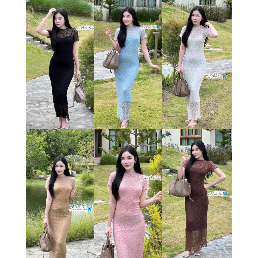 mnv_shop เชต2ชิ้น เดรสผ้าลูกไม้+ชับใน ทรงสวยดูแพงสุดๆเลยค่า