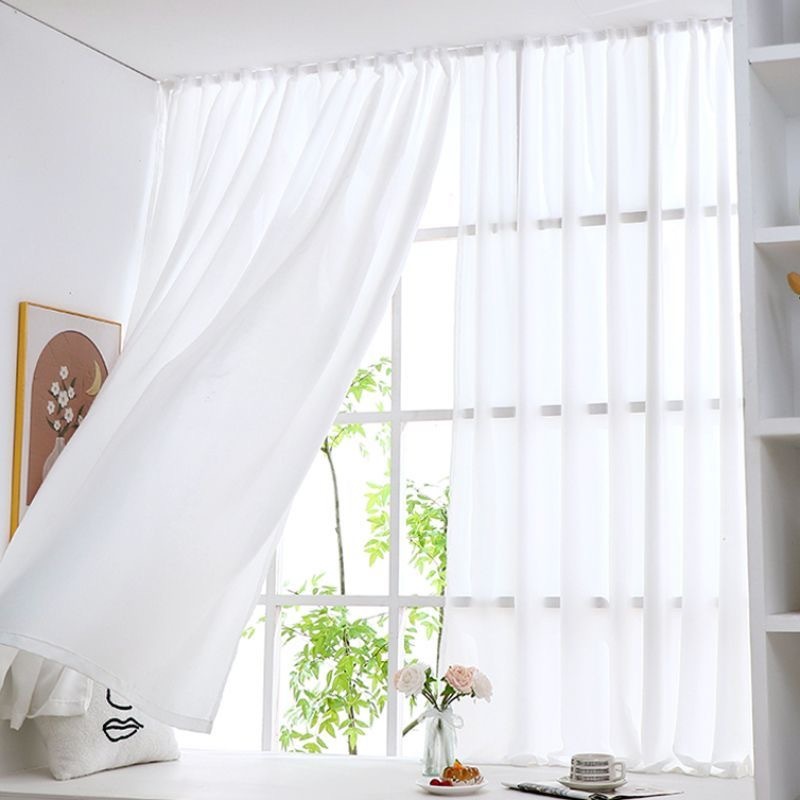 แนะนำ ผ้าม่าน ผ้าม่าน ม่านโปร่งแสงสีขาว สไตล์มินิมอล ผ้าม่านตีนตุ๊กแก ผ้าม่านประตู ไม่ต้องเจาะผนัง ราคาพิเศษ มีเก็บเงินปลายทาง