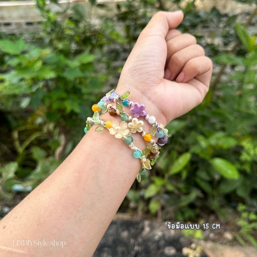 กำไลข้อมือสุดคิ้ว สดใน ร่าเริง (ปรับได้) กำไลเชือกเทียน สินค้ามือ 1 งาน DIY ที่ไม่เหมือนใคร