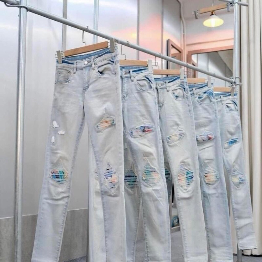 กางเกงยีนส์ Bad Example (นกรุ้ง) | กางเกงยีนส์แฟชั้นเข่ารุ้ง กางเกงยีนส์ผู้ชาย