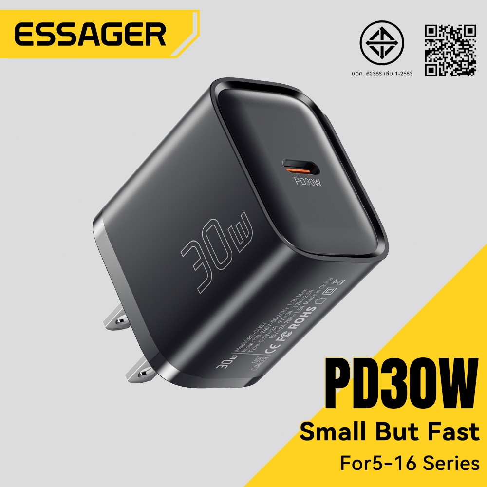 Essager PD30W/20W เครื่องชาร์จ เครื่องชาร์จเร็วแบบ Type-C US/EU มาตรฐาน for ip5-16