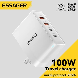 Essager 100W ที่ชาร์จ2C2A GaN USB C ชาร์จเร็ว QC PD Type C ชาร์จเร็วสำหรับ Samsung IP Huawei เครื่องชาร์จโทรศัพท์