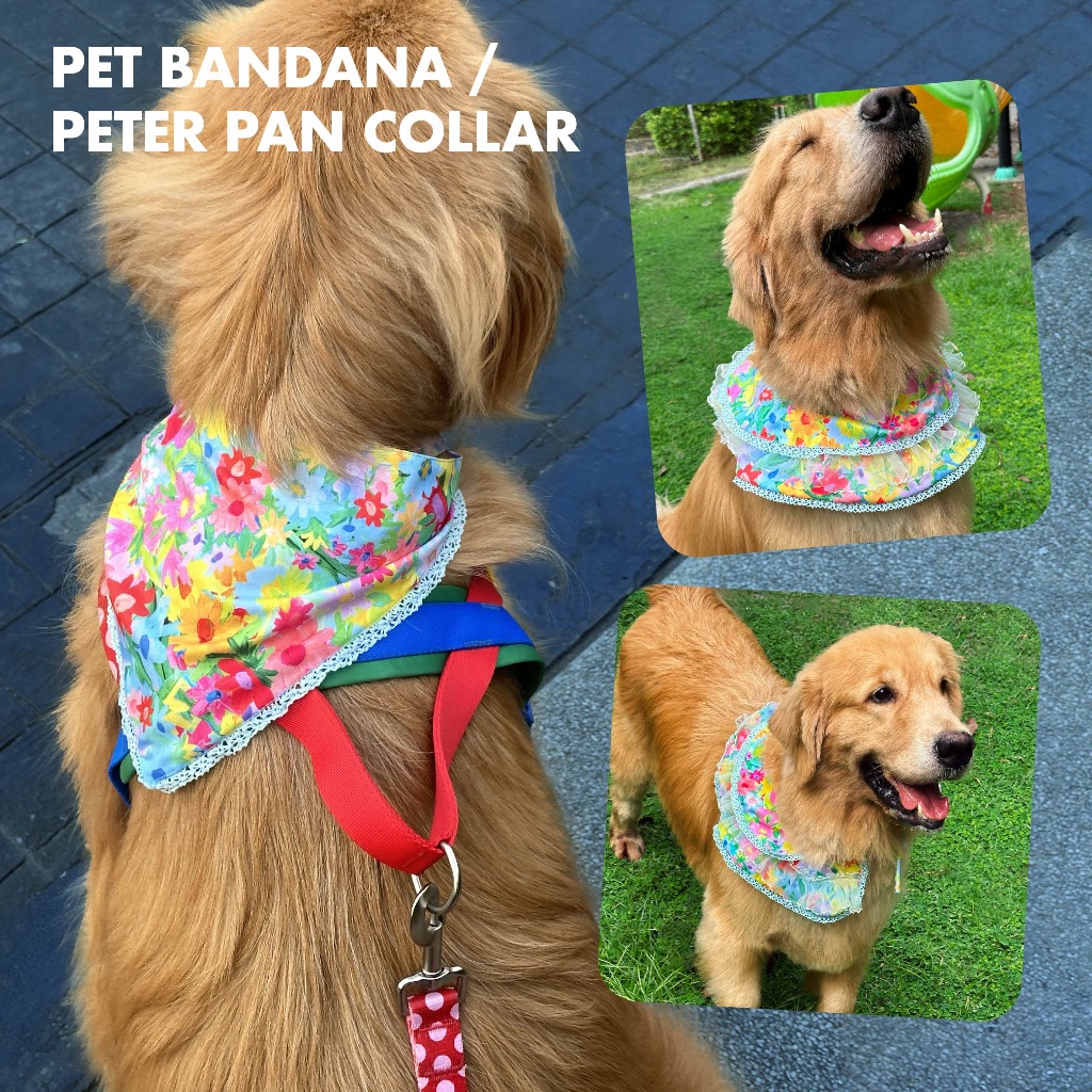 PET BANDANA / PETER PAN COLLAR ผ้าพันคอสัตว์เลี้ยงแบบผูก ลายดอกไม้ give.me.museums