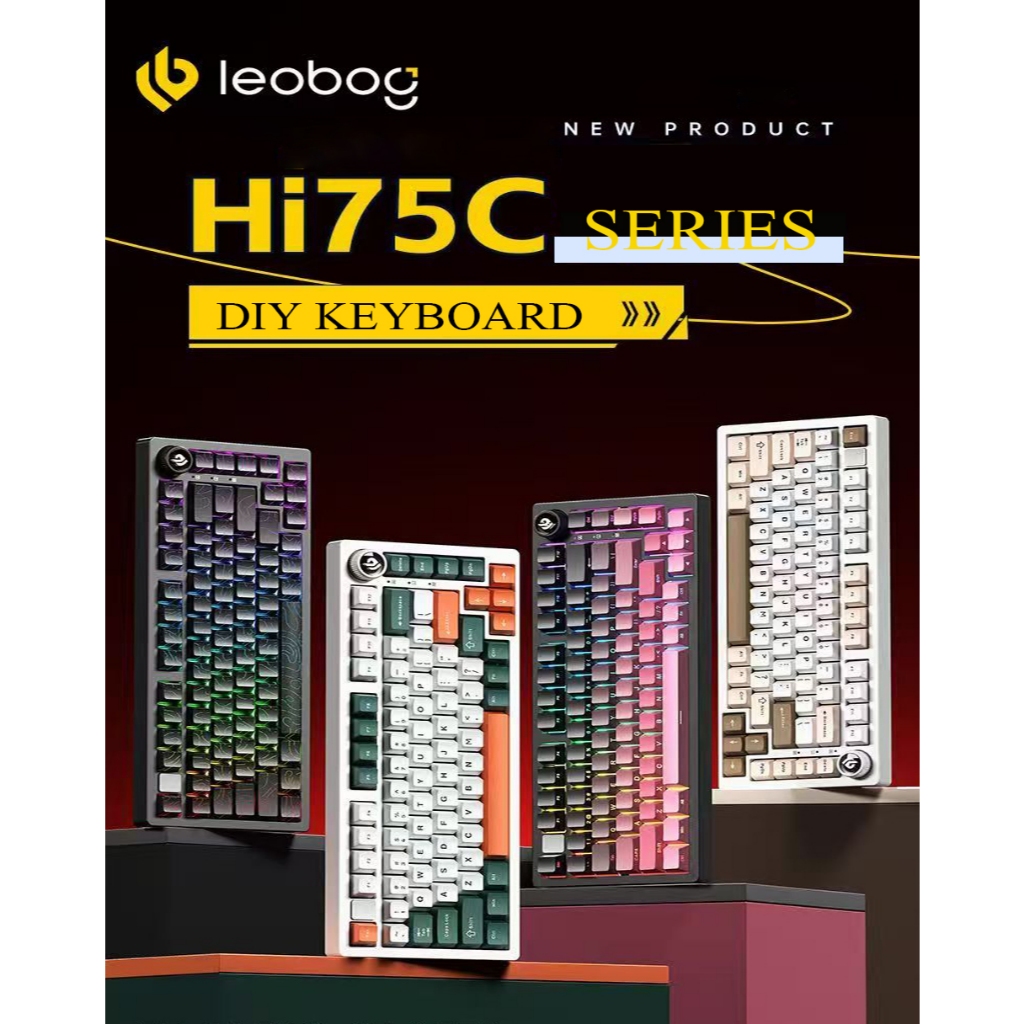 Leobog Hi75 Tri-Mode Wireless Gaming Desktop Computer Officeชุดคีย์บอร์ดอลูมิเนียม RGB Light Hot Swappable พร้อมลูกบ
