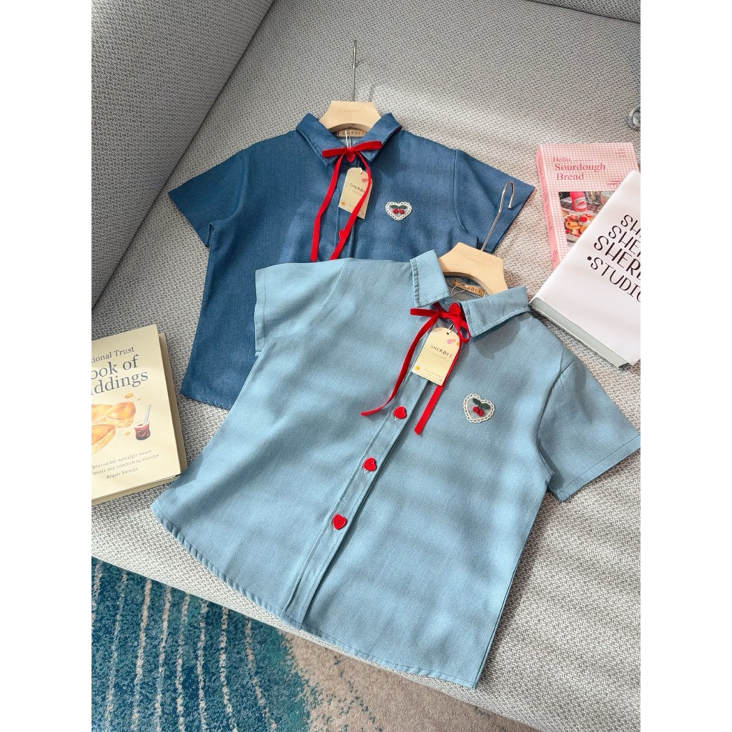 SHERBET เชิ้ตยีนส์คอปกแขนสั้น