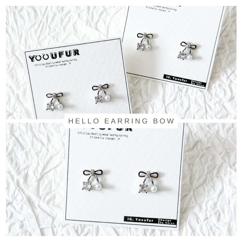 Daily bow * ❅⁺🎧 ต่างหูก้านเงิน ใส่ได้ทุกวัน [พร้อมส่ง]