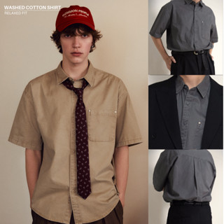 Common Until - Washed Cotton Relaxed Shirt - เสื้อเชิ้ตแขนสั…