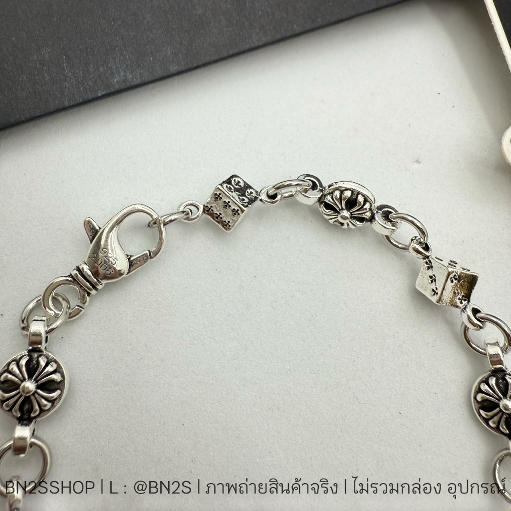สร้อยข้อมือผู้ชายโครมฮาร์ม CH DICE AND CROSSBALL BRACELET อะไหล่เงิน รมดำ จี้ลูกเต๋า - รูปที่ 2