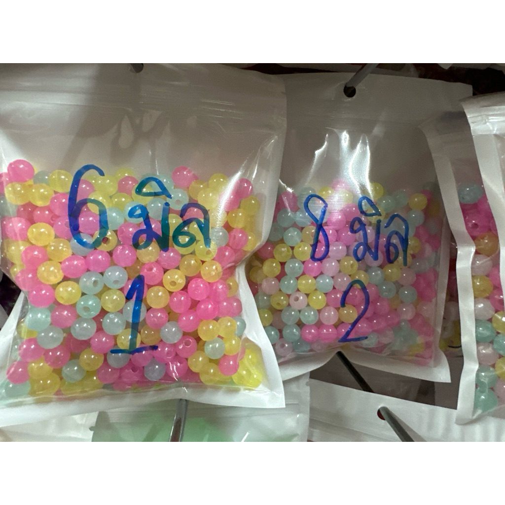 ลูกปัดตกแต่งกลมสวยๆน่ารักสีหวานๆ100กรัม60฿งานdiy
