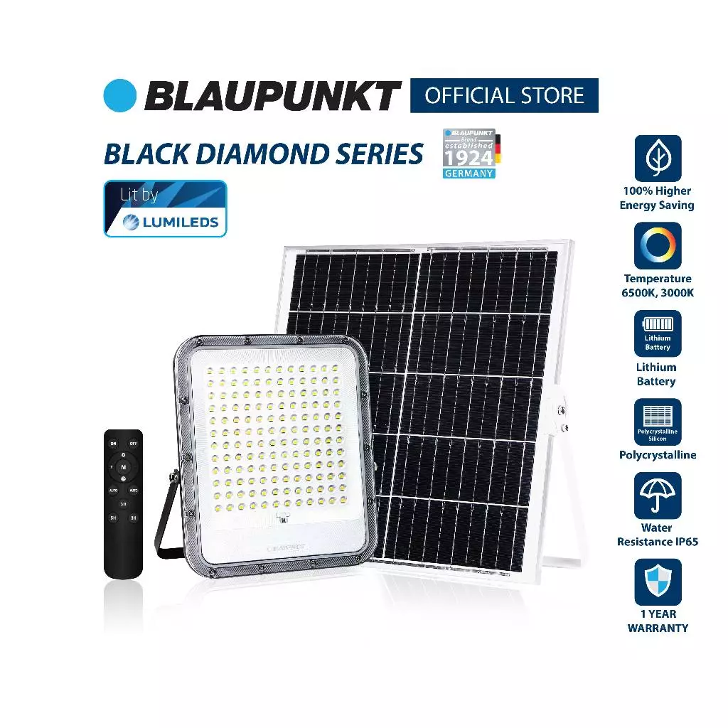[Clearance]BLAUPUNKT โคมไฟฟลัดไลท์โซล่า 100W 150W 200W LED Solar Floodlight มาตรฐานเยอรมัน