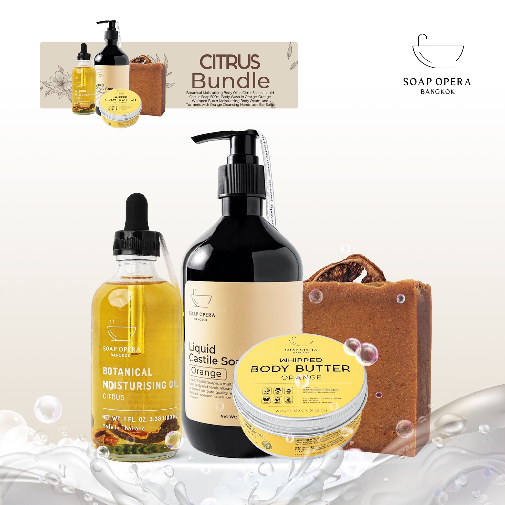 Soap Opera - Citrus Self Care Bundle 7: Moisturizing Body Oil + Body Cream + Castile Body Wash + Han