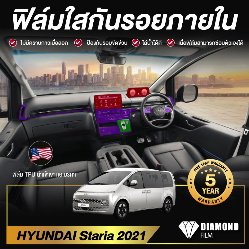 HYUNDAI Staria 2021 ฟิล์มใสกันรอยรถยนต์ ภายในรถ / จุดเสี่ยงรอยขีดข่วนภายใน