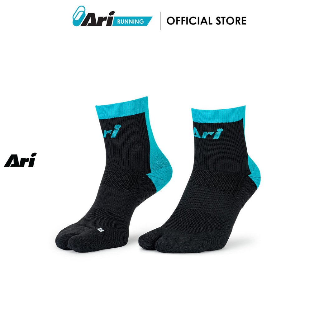 ARI TABI QTR RUNNING SOCKS - BLACK (AHW1419-01) ถุงเท้าวิ่ง อาริ  TABI QTR สีดำ