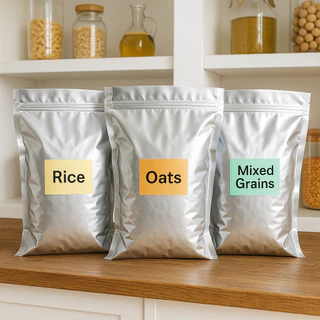 Pure Aluminum Foil Rice Bag ถุงอลูมิเนียมฟอยล์ บรรจุข้าว zipbag Moisture-Proof, Durable Food Storage Pouch