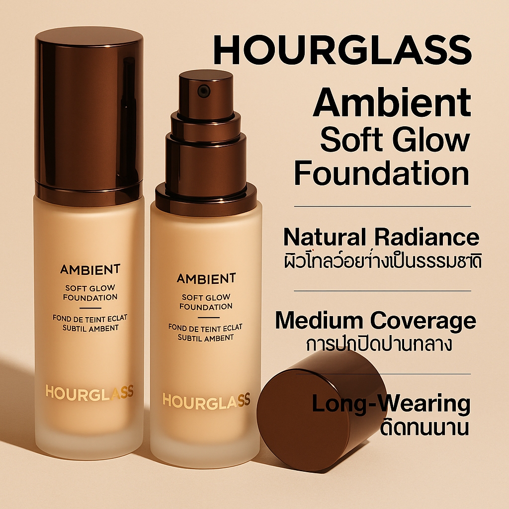 HOURGLASS รองพื้น Ambient Soft Glow ปกปิดกลาง ผิวโกลว์ ติดทนนาน