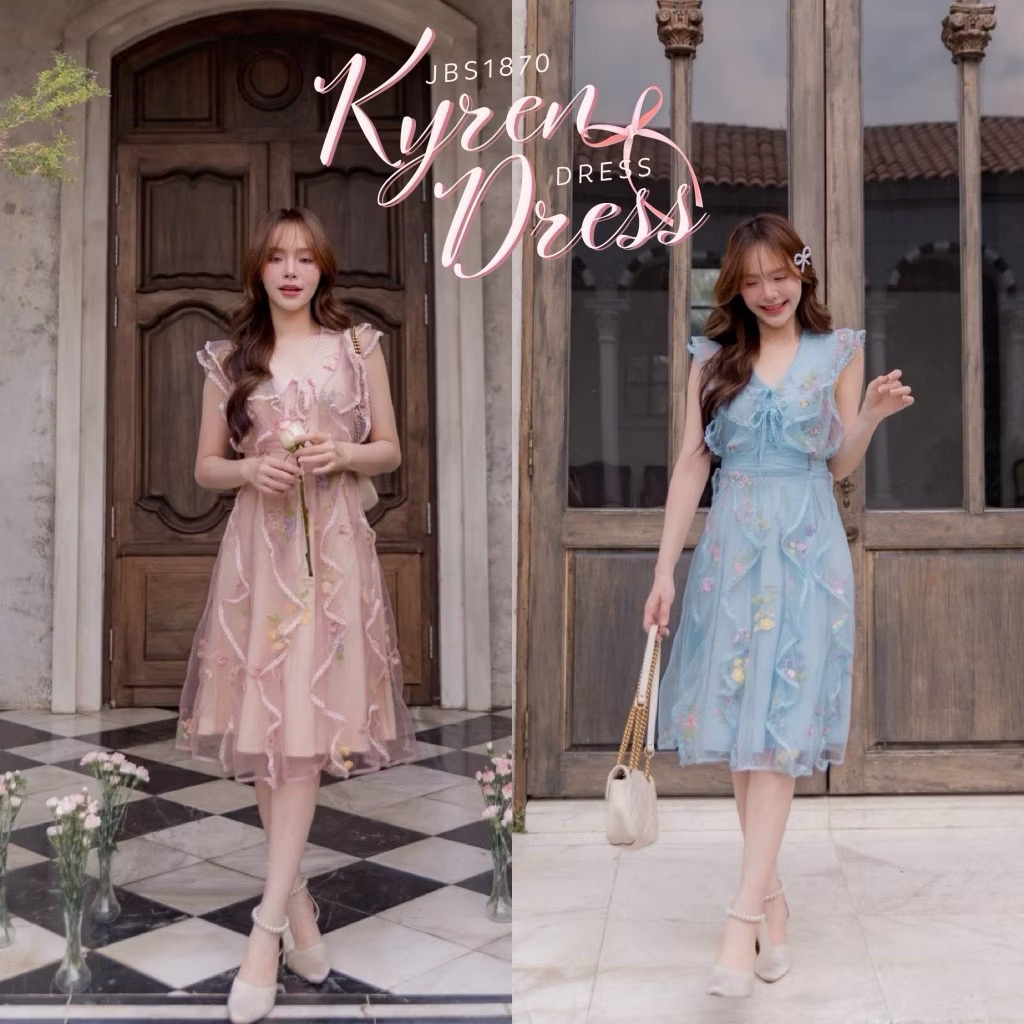 JOOBS STUDIO #JBS1870 Kyren Dress สีฟ้าS