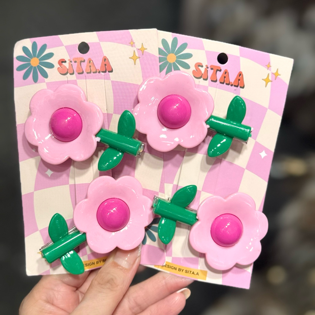 🇹🇭กิ๊ฟดอกไม้🌸กิ๊ฟแม่ชม🌼1 คู่กิ๊บสีสันสดใสกิ๊บปากเป็ด - รูปที่ 4