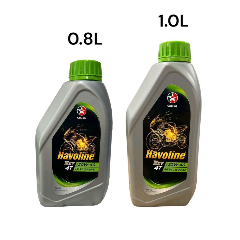 น้ำมันเครื่อง CALTEX Havoline EZY 4T 20W-40 API SG JASO MA2 0.8 L และ 1 L ฝาเขียว Motorcycle มอเตอร์ไซค์