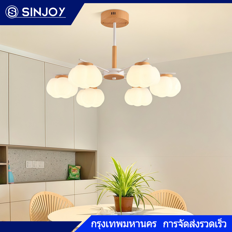 โคมไฟระย้ารูปแบบไม้นอร์ดิกห้องนั่งเล่นห้องครัวเคาน์เตอร์บาร์โคมไฟระย้าอบอุ่น และเรียบง่ายการศึกษาโคมไฟห้องนอน