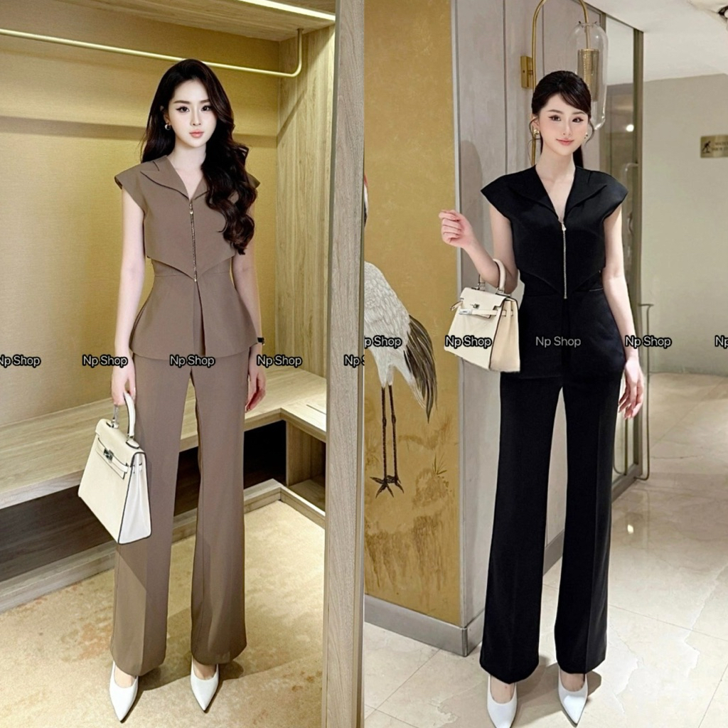 ชุดSetซิปหน้า งาน2ชิ้น เสื้อ+กางเกง