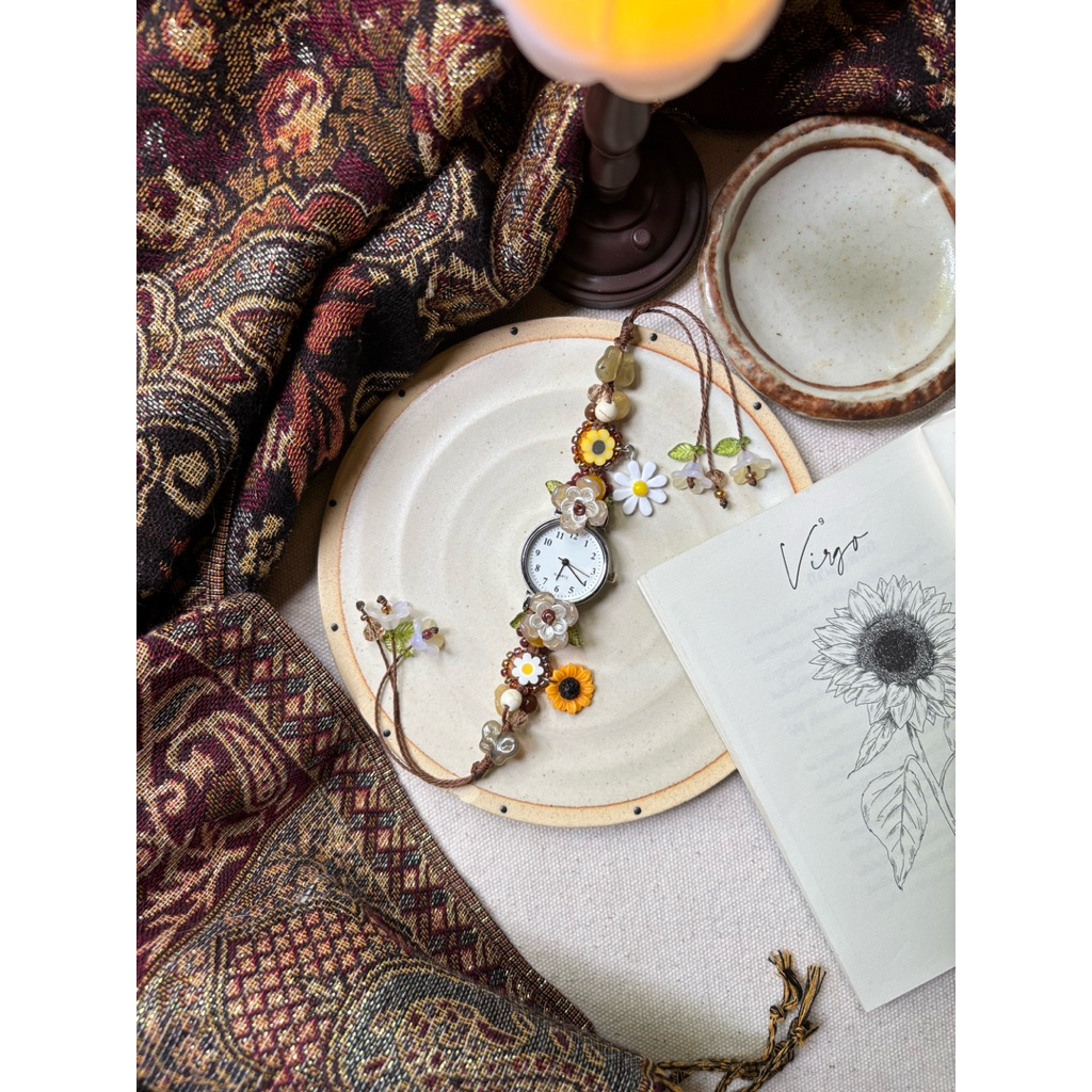 นาฬิกาข้อมือ นาฬิกาปรับสาย นาฬิกา DIY กำไลนาฬิกา จี้ทานตะวันเดซี่