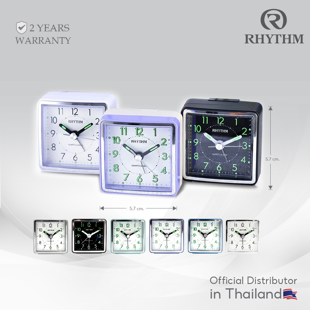 นาฬิกาตั้งโต๊ะ RHYTHM นาฬิกาปลุกตั้งโต๊ะ Alarm clock ขนาดเล็กมาก เพียง 5.7 ซม.ไม่มีพรายน้ำ-CRE210NR