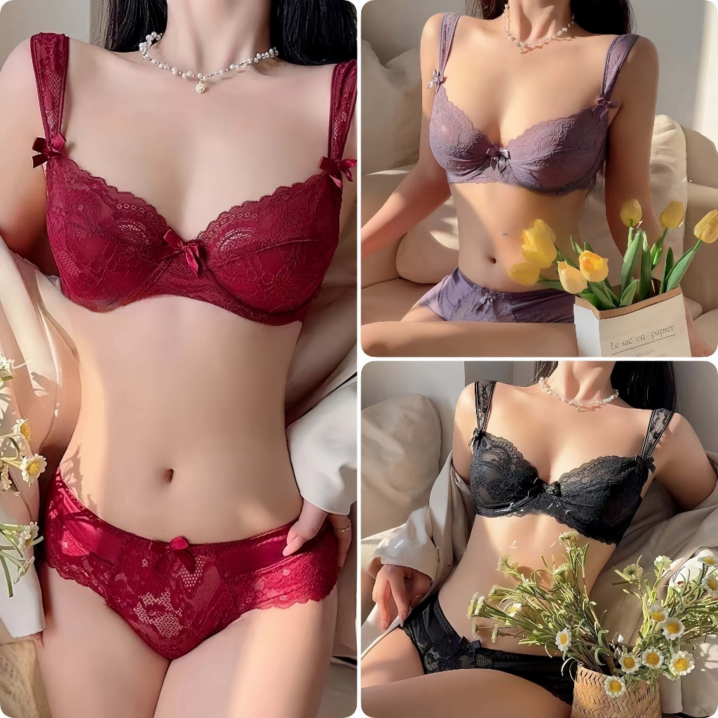 🌹Sexy Bloom🌹คุณภาพดีและราคาถูก 👙ชุดชั้นในสตรี👙 ชุดชั้นในลูกไม้ ชุดสองชิ้น เนื้อผ้าใส่สบาย มีหลายแบบให้เลือก จัดส่งรวดเร็ - รูปที่ 4