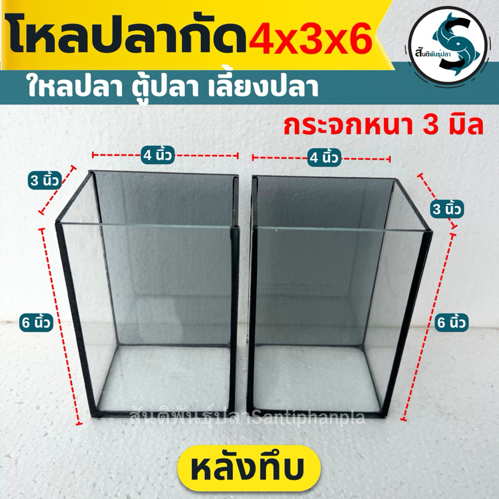 โหลปลากัด เกรดA หนา3มิลมีขนาด 4x3x6นิ้ว (หลังทึบ) ตู้ปลาขนาดเล็ก โหลใส่ปลากัด (1ใบ)
