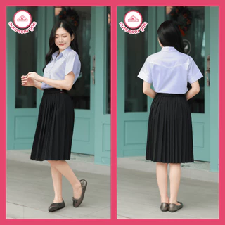 เสื้อนักศึกษาหญิง ขาวนวล แขนสามเหลี่ยม เข้ารูป หลังแหลม/สามเหลี่ยม