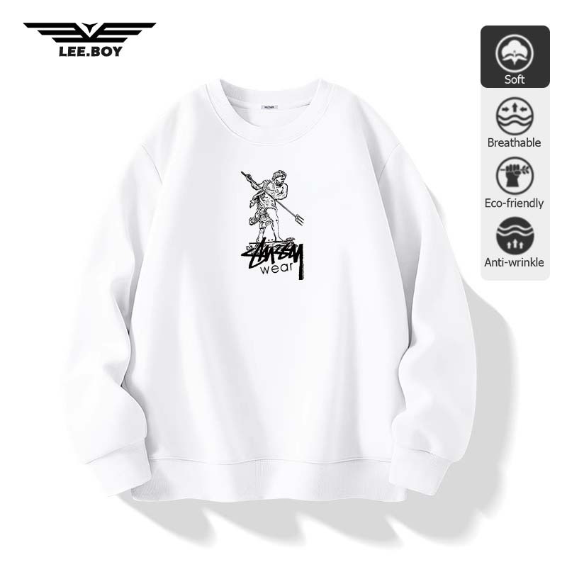 Sweatshirts พิมพ์ฮิปฮอป หลวมและสะดวกสบาย ผ้าฝ้ายไซส์ใหญ่สำหรับผู้ชาย แขนยาว เสื้อหนาว มี 5 สี (ส่งเร็ว จัดส่งจากไทย)