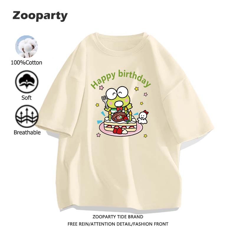 Sanrio Kero Kero Keroppi เสื้อ 2025สินค้าใหม่! ผ้าฝ้ายแท้ ระบายอากาศได้ เสื้อยืดแขนสั้น มี 10 สี(ส่งเร็ว จัดส่งจากไทย)