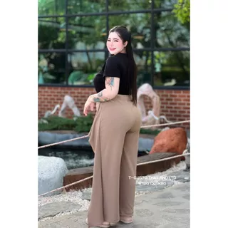 A25กางเกงผ้าวูลเวฟสไบข้างระบายเอว36-42 สะโพก46-54 ยาว40 นิ้ว-ขายาว