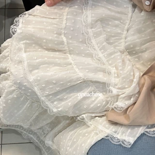 upeachme(A9) Calmcoff Skirt [เอว-40"] กระโปรงยาวแต่งลูกไม้ผ้าเกรดพรีเมียม กระโปรงยาวระบาย4ชั้น กระโปรงยาวลูกไม้