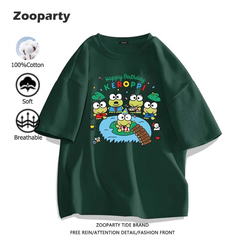 เสื้อน่ารัก Sanrio Kero Kero Keroppi ฤดูร้อน ใหม่ การ์ตูน เสื้อยืดแขนสั้น 100% cotton ระบายอากาศได้ ส่งเร็ว จัดส่งจากไทย