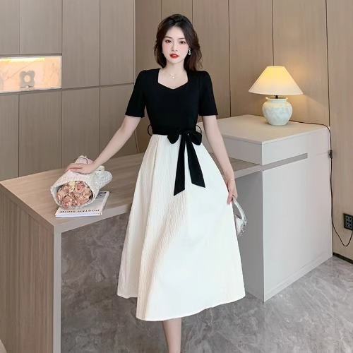 summer black dress เพิ่มขนาด ชุดราตรีชุดเดรสยาว แฟชั่น polo สีเขียว เสื้อผ้าแฟชั่นผู้หญิง