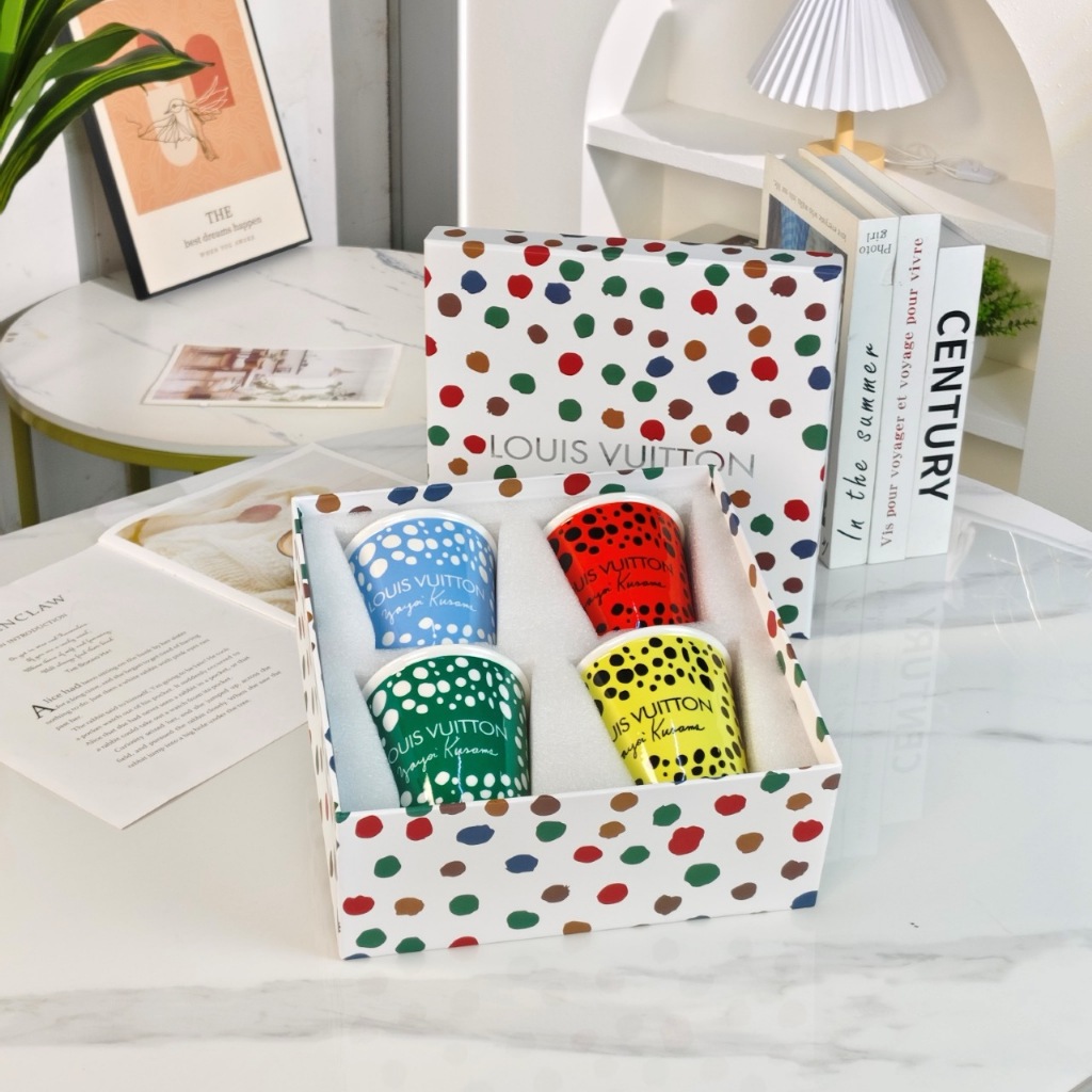 LV*Home New Product High Beauty Fashion [Colorful Dots] Water Cup Coffee Cup 4-Cup Set