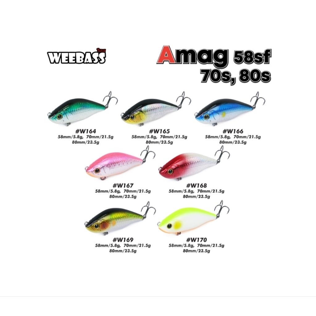 Weebass AMAG ( มี2Action) sinking และ slow float มี3ขนาด (5.8cm/8.5g),(7.0cm/21.5g),(8.0 cm/23.5g.)