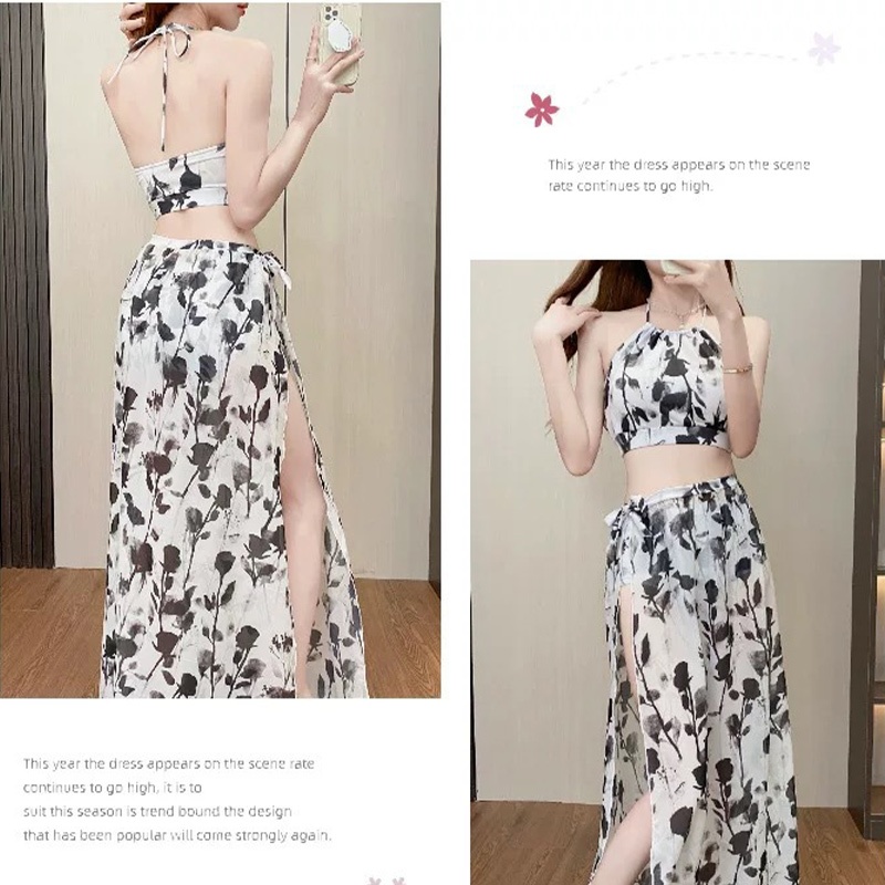 ✨beachgirl✨ลายดอกไม้ ชุดว่ายน้ำแฟชั่น ชุดว่ายน้ํากระโปรง ชุด 3 ชิ้น สไตล์เซ็กซี่ summer สไตล์เกาหลี ส่งไวจากไทย - รูปที่ 7