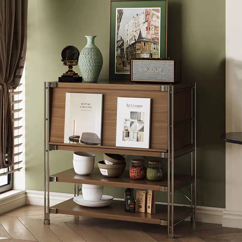 ชั้นวางของไม้ โต๊ะข้างเตียงสำหรับห้องนอน ตู้เก็บของสูง 70/90/110 ซม ประตูบานบน