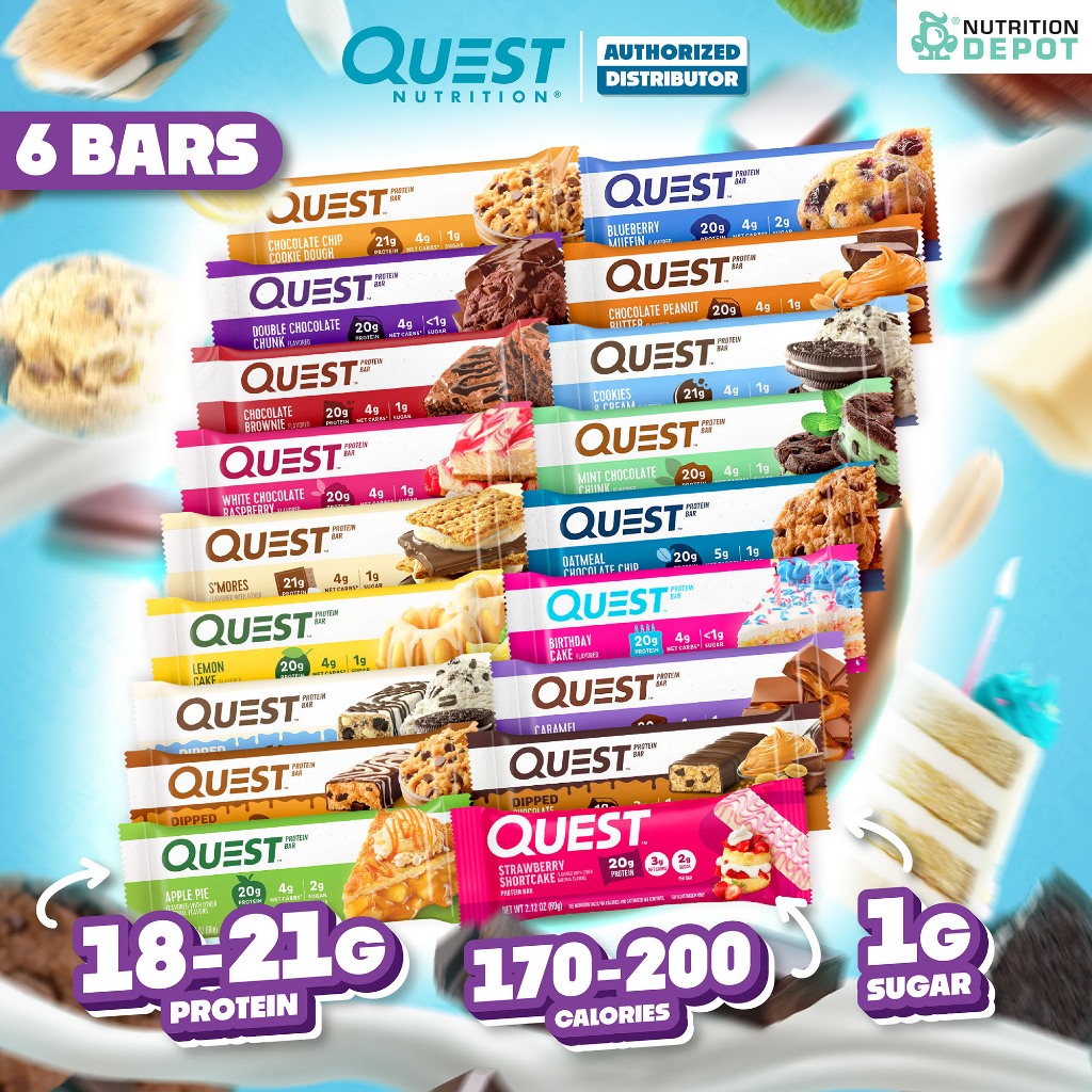 Quest Protein Bar - 6 Bar - โปรตีนบาร์ ขนมคลีน (6 ชิ้น)