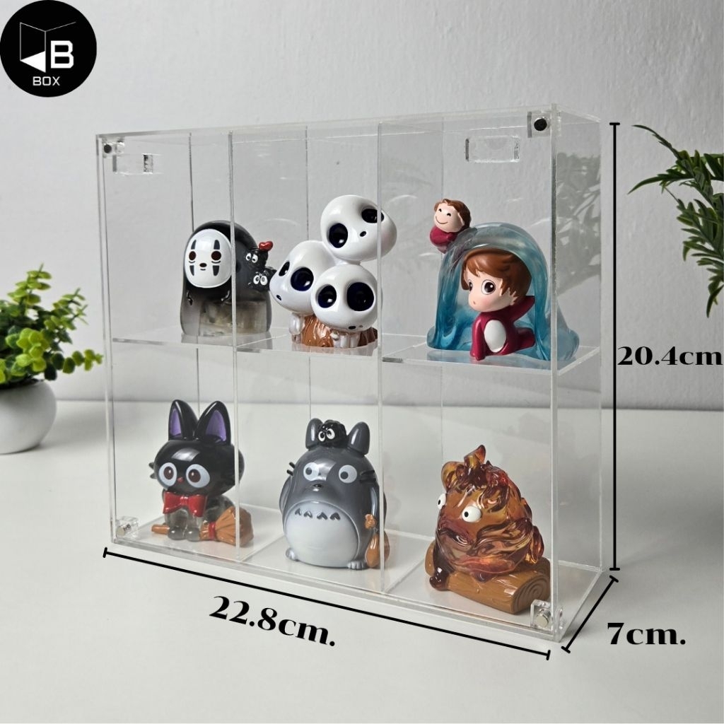 ตู้อะคริลิคฝาเเม่เหล็กโชว์โมเดล กล่องอะคริลิค ArtToy หุ่นsize100% 6ช่องขนาดกว้าง22.8cm.×สูง20.4cm.×ลึก7cm.