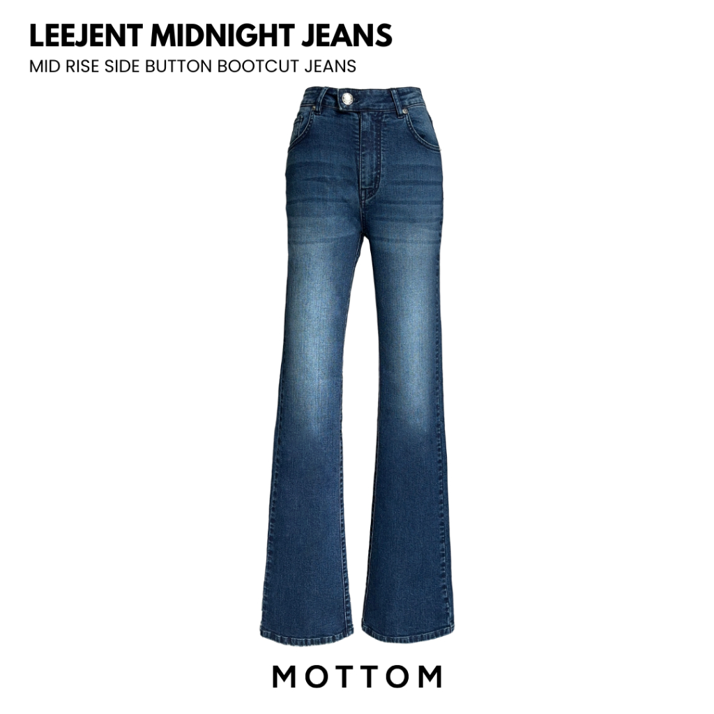 MOTTOM - LEEJENT Mid Rise Side Button Bootcut Jeans in Midnight