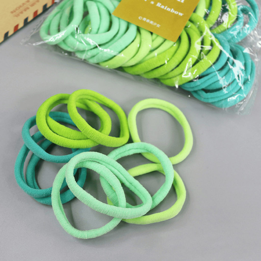 YIYIHOME ยางรัดผม ยางมัดผม ที่รัดมผม ที่มัดผม ไล่เฉดสี  สีสันสดใส เส้นนุ่ม ความยืดหยุ่นสูง 1ถุง/50เส้น - รูปที่ 3