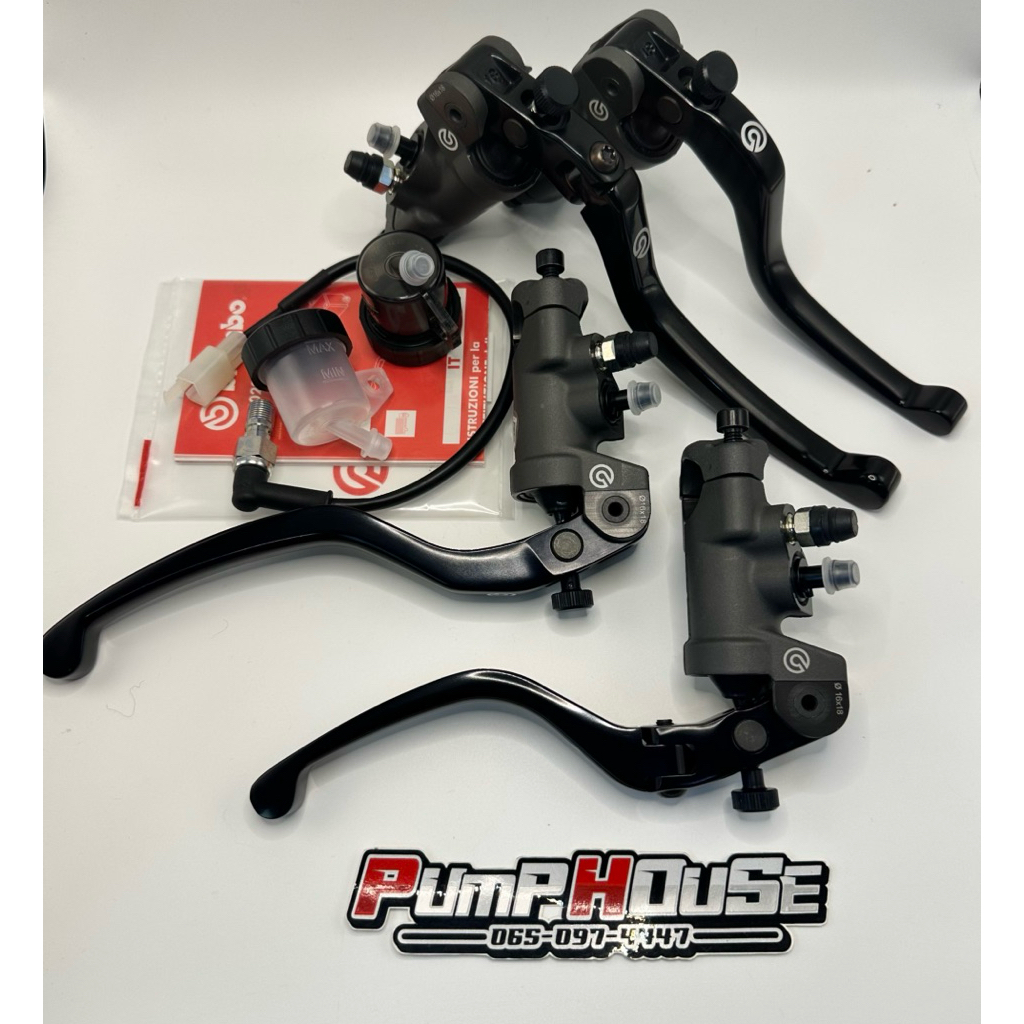 ปั้มบน Brembo โลโก้ขาวแท้ 16x18 (ก้านทุกแบบ) พร้อมอุปกรณ์