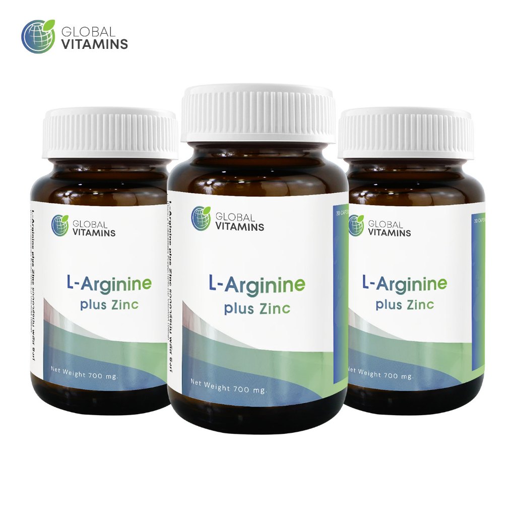 [แพ็ค 3 ขวด] แอลอาร์จินีน พลัส ซิงค์ โกลบอลวิตามิน L-Arginine plus Zinc Global Vitamins แอล-อาร์จินีน ซิงค์ L Arginine