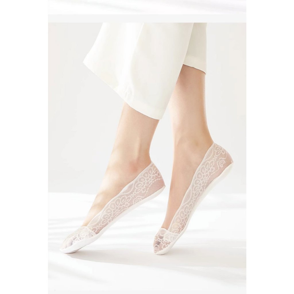 ถุงเท้าคัทชูไซส์ใหญ ผ้าลูกไม้ และ cotton ข้อเว้า ซ่อนขอบ มีซิลิโคนกันหลุด กระชับเท้า  ยืดหยุ่นโปร่งใส่สบาย 5 สีสวย - รูปที่ 6