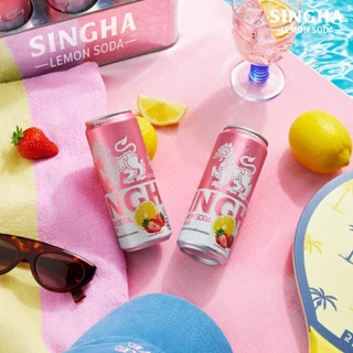 [ส่งในกทม.และปริมณฑล อยุธยา เชียงใหม่ ลำพูน] สิงห์เลมอนโซดา รสพิงก์ 330ml จำนวน 24 กระป๋อง